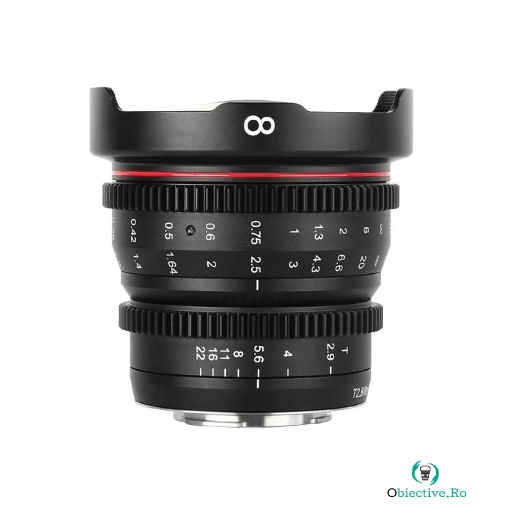 Obiectiv manual Meike 8mm T2.9 Cine pentru MFT M4/3-Mount la 1,941.00 lei ron